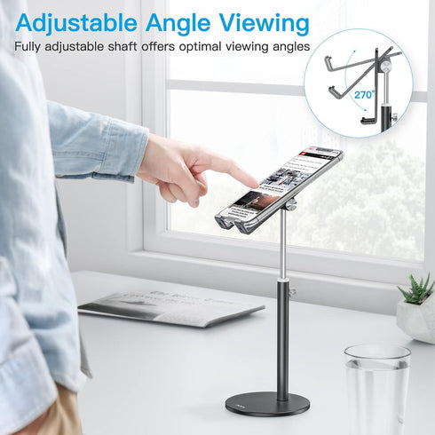 Cell Phone Stand, OMOTON Angle Height Adjustable Phone Holder, Aluminum Desktop Phone Holder Dock Stand for Desk, Compatible with iPhone 13/Mini/P...
